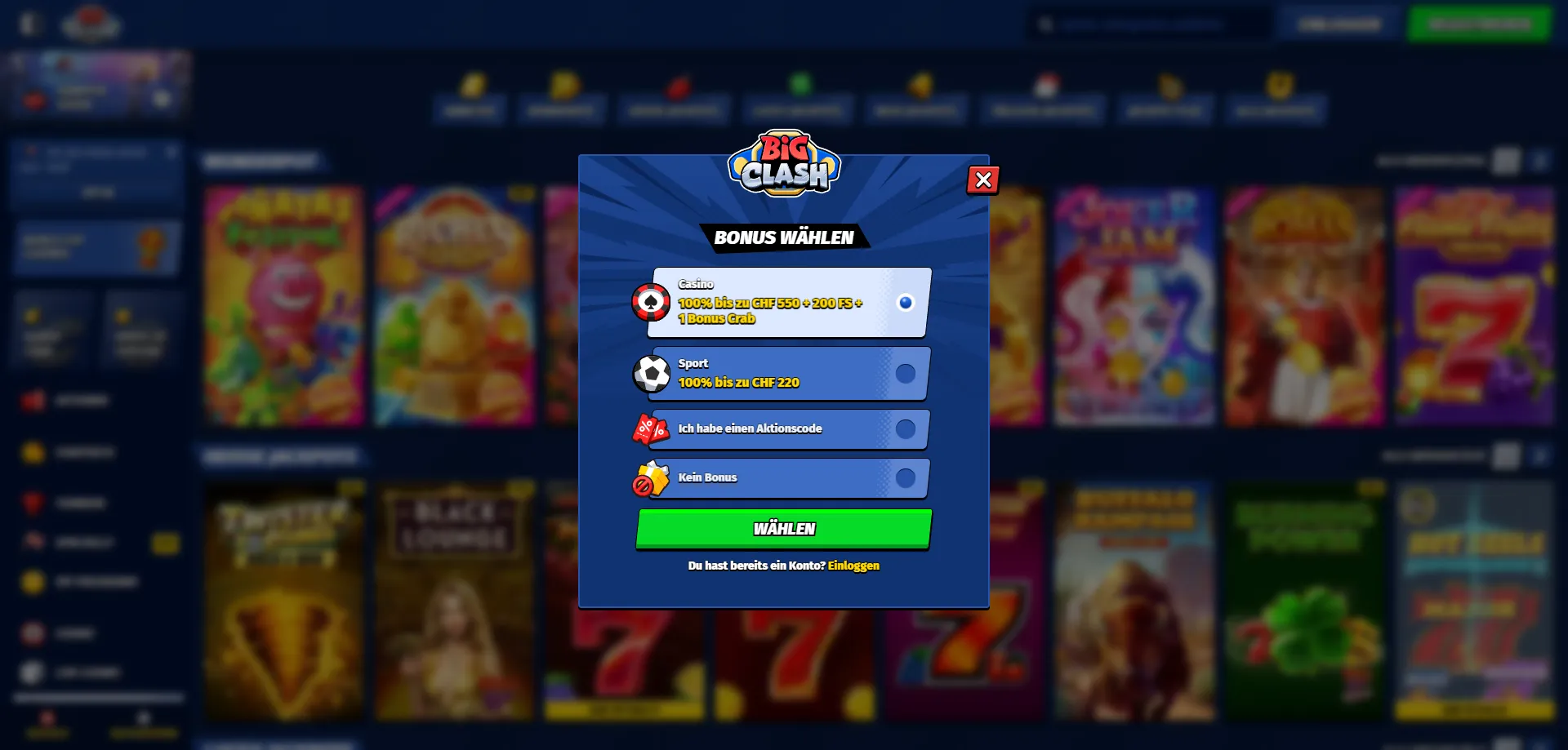 BigClash Casino Registrierung Schritt f&uuml;r Schritt in der Schweiz