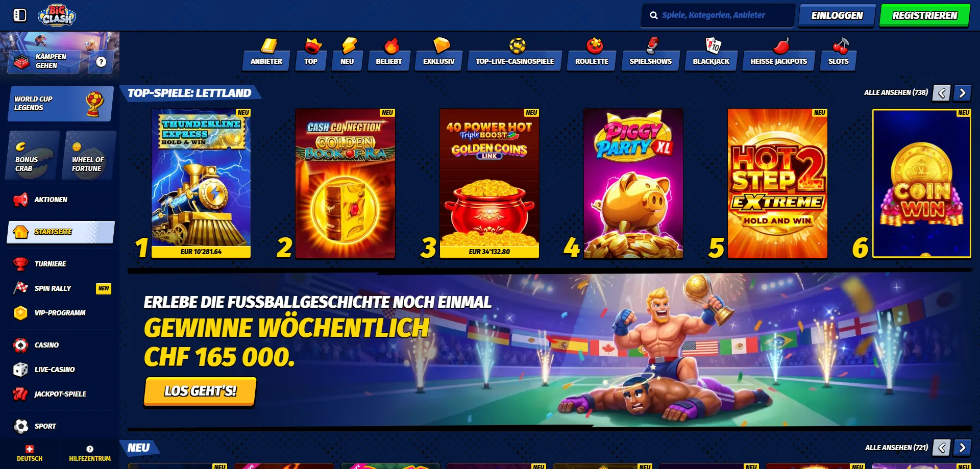 BigClash Casino Spielangebot &ndash; Slots, Tischspiele und Live-Casino
