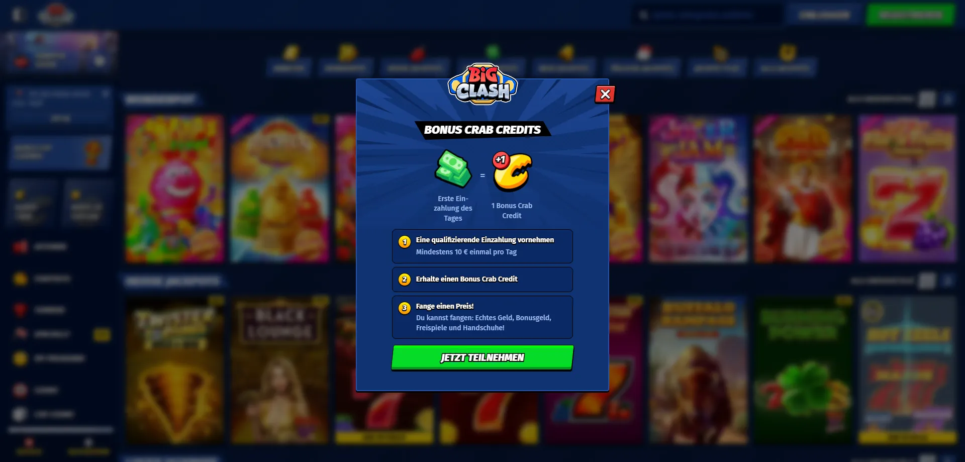 BigClash Casino 100% Willkommensbonus bis CHF 550 + 200 Freispiele